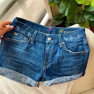 7 for all mankind jean cuffed shorts
